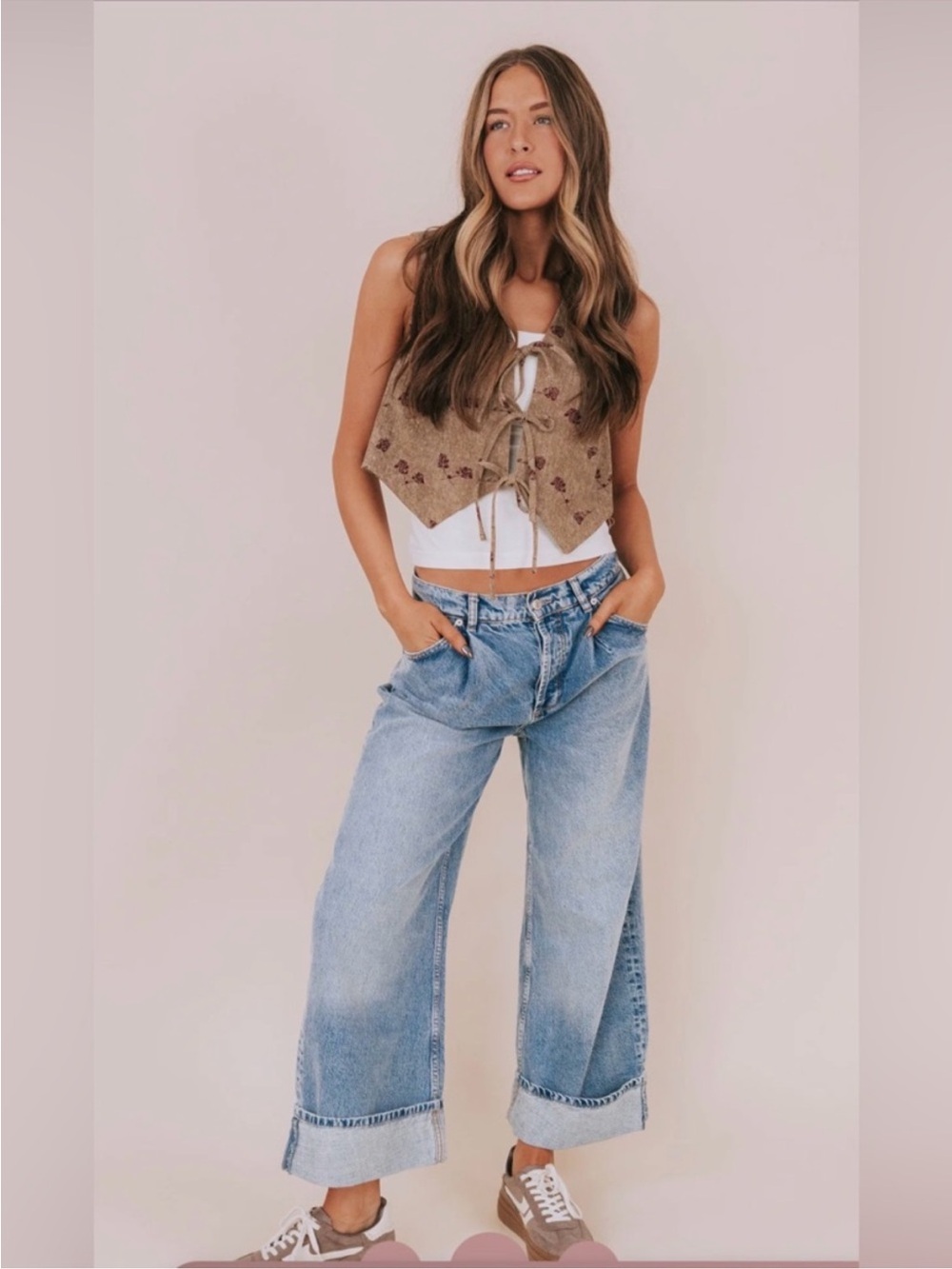 NWT FREE PEOPLE x we the free Alia Wide-Leg Jeans in beacon colour size 26